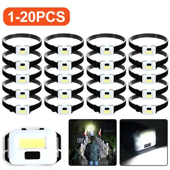 1-20 adet Mini COB LED Far Su Geçirmez 3 Modları 10W Far Açık Bisiklet Tırmanma Başkanı Ön İşık kamp kafa lambası Flaş