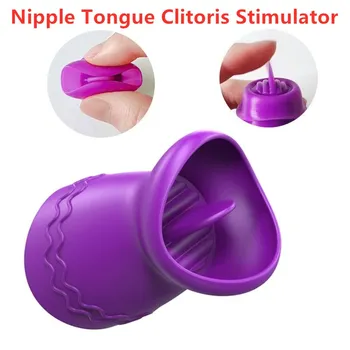 1 ADET Yeni Meme Klitoris Stimülatörü Meme Dil Yalama Enayi Vibratör Deri Kılıf Lezbiyen mastürbasyon için seks oyuncakları
