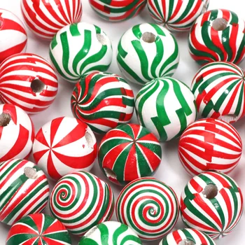 10 adet Çok Renkli Karışık Noel Şeker Serisi 16mm ahşap boncuklar Takı Yapımı için Bilezik Kolye Küpe Anahtarlık Aksesuarları