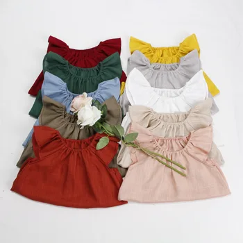 10 Renk Giysileri Pamuk ve Keten Bebek Tulum Tulum Tarama Elastik Yaka Kollu 2023 Yeni Doğan Bebek Kız Giysileri Giyim