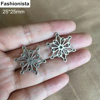 100 Adet Kar Tanesi bağlayıcı charms 25 * 25mm antik çinko alaşım metal, DIY Takı Malzemeleri-Ücretsiz Kargo