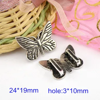 18 Adet Antik Gümüş Kaplama Kelebek Takılar 24 * 19mm (delik:3 * 10mm) sıcak DIY Takı Bulguları