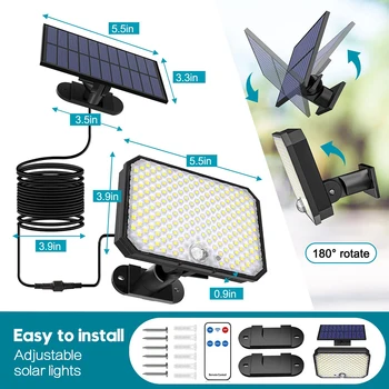 190LED güneş ışıkları açık güneş lambaları bahçe dekorasyon için IP65 su geçirmez 3 çalışma modu güneş ışığı lambası hareket sensörü ile