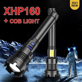 2021 Yeni En Güçlü El Feneri 18650 XHP160 şarj edilebilir LED el feneri Usb XHP90. 2 Avcılık flaş ışığı Zoom Led meşale ışık