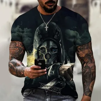 2023 Erkek Kafatası Tshirt 3D Baskılı Kafatası Grafik T-Shirt Erkekler İçin Büyük Boy Kısa Kollu Punk Üstleri Tee Gömlek Erkekler Ölüm Giyim