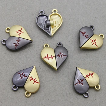 5 Pairs 25*22mm EKG Mıknatıs Klipsler Bağlayıcı Uç Kapakları Metal Kalp Güçlü Manyetik Klipsler Takı Yapımı için DIY Kolye