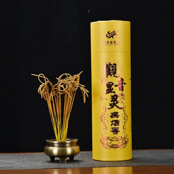 500/1000 adet Dumansız Tütsü Çubukları Altın Sarma İplik Bambu Joss Sopa Dumanlamalar Guanyin Budist Ev Tütsü 32.5 cm