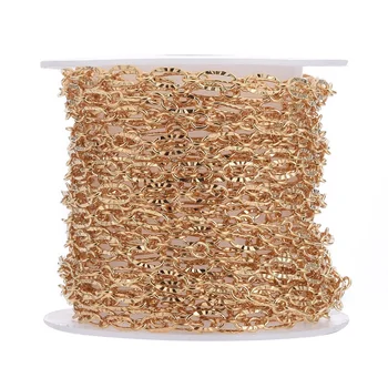 5m / Rulo Pirinç Dokulu Oval Bağlantı Zincirleri Gerçek 18K Altın Kaplama Figaro Zincirleri DIY Kolye Bilezik El Yapımı Takı Bulguları