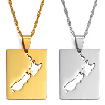 Anniyoc yeni Zelanda harita kolye kolye altın rengi / gümüş rengi yeni zelanda haritalar takı #021121