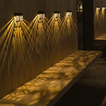 Açık Güneş bahçe duvarı ışığı Delikli Gölge Fener Çit Lambası Su Geçirmez Peyzaj ışıkları Yolu Balkon Dekorasyon