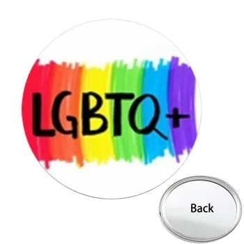AŞK LGBT Q + Gökkuşağı Cep Aynası Kompakt Taşınabilir Makyaj Kozmetik Çanta Seyahat Makyaj Aynaları FCH226