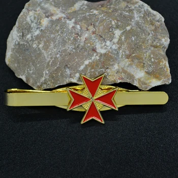 Basit Kişilik Masonik Şövalye Kravat Klipleri Çapraz Desen Altın Kaplama Metal Pin İş Hatıra Hediye Mason Rozeti