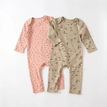 Bebek Kız Uzun Kollu Bodysuit Yeni Yaz Yenidoğan Toddler Kıyafet Giysileri Bebek Pamuk Baskı Tulumlar Cilt Dostu Üstleri Kıyafet