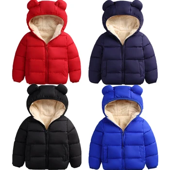 Bebek Kış Ceket Çocuklar Rahat Katı Sevimli Kulak Kapşonlu Aşağı Ceket Tulum Kar Sıcak Giysiler Çocuk Erkek Kız Vücut
