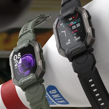 C20 Askeri akıllı saat 1.83 İnç Erkekler Müzik Bluetooth Çağrı Açık IP68 5ATM Su Geçirmez Kalp Hızı Kan Basıncı Smartwatch