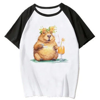 Capybara t-shirt kadın anime Tee kız manga elbise