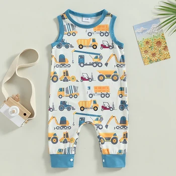 Citgeett Yaz Bebek Bebek Erkek Tulum Kolsuz Araba Baskı Yaz Romper Rahat Günlük Kıyafetler
