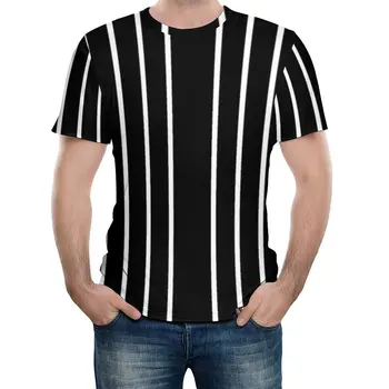 Dikey Çizgili T Shirt Siyah Ve Beyaz Çizgiler Çift Harajuku T Shirt özel tişört Gömlek Kısa Kollu Harika Büyük Boy Üstleri