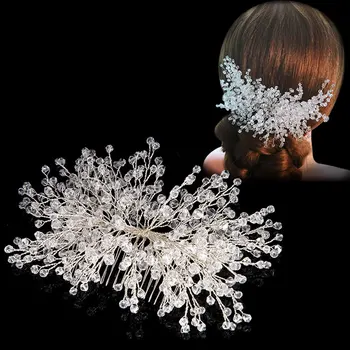 Düğün Kristal Peals Saç Combs Gelin Saç Klipleri Aksesuarları Takı Lüks Kadın Baş Süsleri Headpieces Gelin Hediyeler için