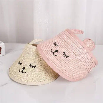 Erkek Kız Boş Üst Ayarlanabilir Bebek Çocuk Geniş Ağızlı Çocuklar Hasır Şapka vizör kapağı güneş şapkası