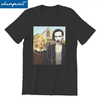 Erkek tişört Marilyn Manson Gotik Komik Glamour Pinup Saf Pamuk Tees Kısa Kollu T Gömlek Ekip Boyun Elbise doğum günü hediyesi