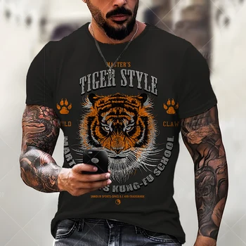 Erkek yazlık t-shirt erkek Hayvan Baskı 3D Baskı Moda Kısa Kollu Üst erkek Eğlence Sokak Spor Spor T-shirt Giyim