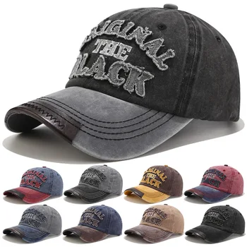 Erkekler beyzbol şapkası Kadın Retro Tuval Denim Harfler Patchwork Vintage işlenmiş şapka Açık Spor Kap Snapback Hip Hop Şapka