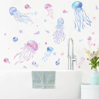 Ev çocuk oda duvar dekorasyonu duvar çıkartmaları Banyo Karikatür Resimleri Rüya Denizanası Kendinden pvc yapıştırıcısı duvar resimleri