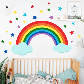 Gökkuşağı Yıldız duvar çıkartmaları Odası Oturma Odası Yatak Odası İçin Kabak Çıkartmalar Çocuklar için Mini Kabak Annelik Resim Sahne