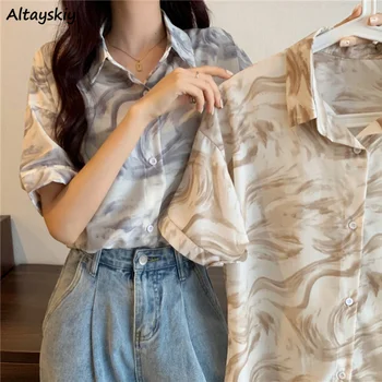 Gömlek Kadın Yaz Batik Tasarım Moda Serin Güneş geçirmez Retro İnce Yumuşak Streetwear Baggy Casual Camisas Mujer Genç Tüm Maç