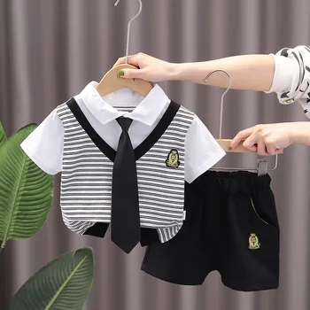 IENENS Erkek Bebek giyim setleri 2 ADET Yaz Pamuklu tişört + Şort Takım Elbise Çocuk Okul Giysileri Çocuklar Kısa Kollu Kıyafetler