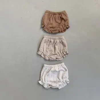 İlkbahar & Sonbahar Örme Şort Yumuşak Rahat Pod Şort Toddler Kız Büküm Çizgili Triko Kısa Pantolon Yenidoğan Bebek Şort