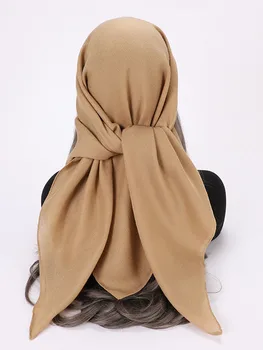 Kare Pamuk Keten Eşarp 90*90cm Başörtüsü Müslüman Kadınlar İçin İslami Giyim Headwrap Şal Bayanlar Kafa Bandı Bayanlar Başörtüsü