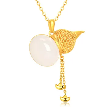 KOFSAC Zarif Hollow Altın Renk Kabak Kolye Kadın 925 Gümüş Kolye Püskül Altın Külçeler Takı Kristal Beyaz Kolye