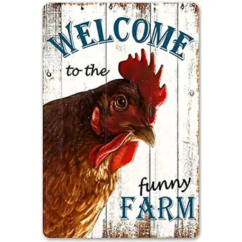 Komik Çiftlik işareti açık tavuk kümesi işareti dekor vintag metal işareti hoş geldiniz