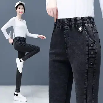 Kot Büyük Boy 4XL Ince Kot pantolon kadın Yüksek Bel Skinny Jean Vintage Yıkama Kalem Streç Tayt Pantalones Pantolon A263