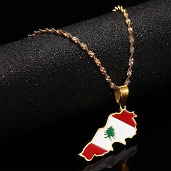 Liban harita bayrak kolye kolye takı Lübnan harita zincir kolye ile