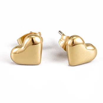 Mini Aşk Kalp Saplama Küpe Kadınlar için Basit Sevimli Tatlı Altın Renk 316L Titanyum çelik nazarlıklar Basit moda takı (GE508)
