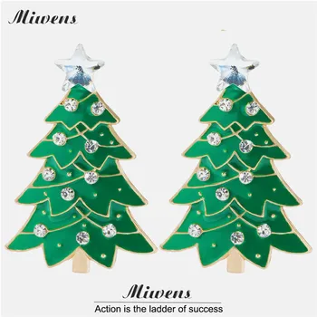 Miwens Bohemia Lüks Kristal Noel Ağacı Dangle Küpe Kadınlar için 2022 Moda Yeşil Ağaç Kolye Bildirimi Küpe Takı
