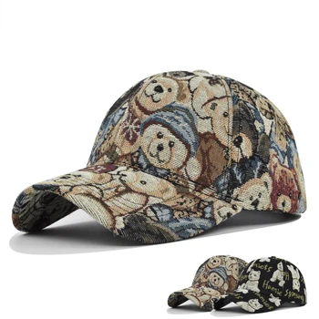 Moda Baskı Ayı beyzbol şapkası Snapback Şapka Açık güneş şapkası Unisex Baba Şapka Pamuk Spor Kap Siperliği