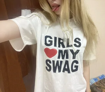 Moda Grunge Hip Hop T-shirt Harajuku Sokak Mektubu Baskı Kısa Kollu Gömlek Yaz Sokak Giyim kadın Y2K tişört Üst