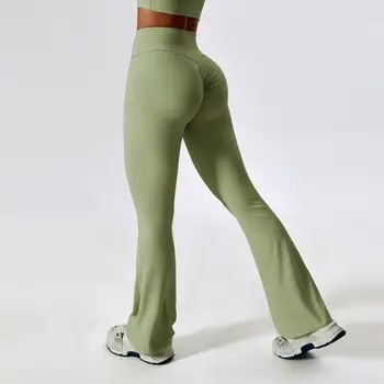 Moda Sportif Alevlendi Tayt Kadınlar için Spor Yoga Giyim Ezme Legging Pantolon Yükseltir Popo Bayanlar Spor Dans Pantolon Yeşil