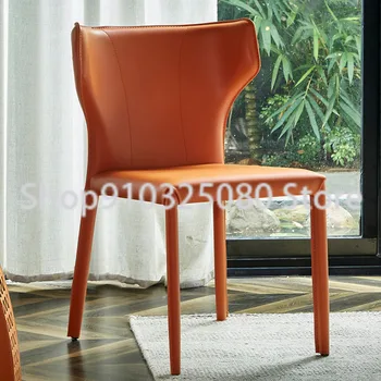Modern İskandinav Lüks yemek sandalyesi Basit İtalyan Eyer Deri Eğlence İskandinav yemek sandalyeleri mutfak mobilyası Koltuk