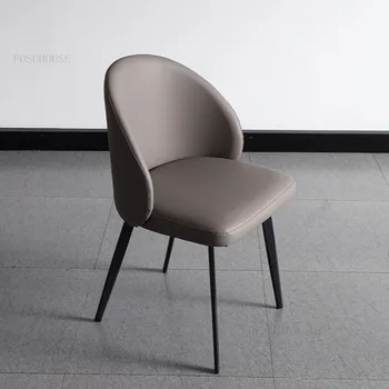Modern Minimalist suni deri yemek sandalyeleri yemek odası için İskandinav tasarımcı müzakere eğlence ışık lüks yemek sandalyesi