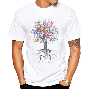 Notlar Ağaçlar Üzerinde Büyür Erkek T-Shirt %100 % Pamuk Gitar Ağacı Tasarım Ekip Boyun Casual Tops Hipster Erkek T Shirt Komik serin tişört
