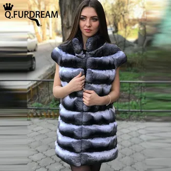 S. FURDREAM Gerçek Rex Tavşan Kürk Ceket Kolsuz Kadın Kış Hakiki Rex tavşan kürkü Ceketler Doğal Kürk Palto Kadın Kışlık Giyim