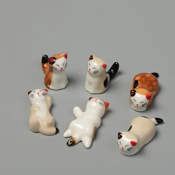 Seramik Sevimli Kedi Çubuklarını Standı Çubuklarını dinlenme yastığı Raf kalemlik Mutfak Sofra yemek masası Aksesuarları peri