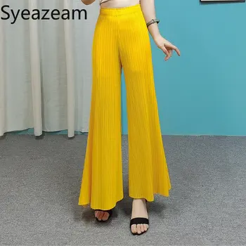 Syeazeam Kat Uzunluk Pilili Sweatpants Pantolon Geniş Bacak Kadın Pantolon Kore Tarzı Yüksek Sokak Bayan Giyim 2022 Moda Pantolon