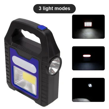 Taşınabilir Güneş Fener COB LED çalışma lambası Su Geçirmez Acil Spot USB Şarj Edilebilir El Feneri Açık Yürüyüş Kamp