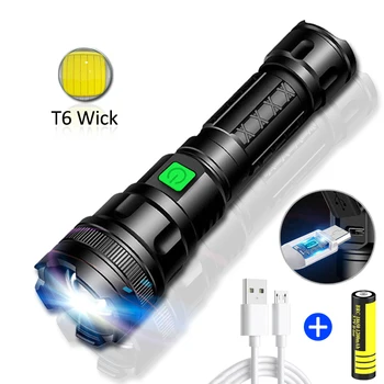 Ultra parlak LED el feneri USB şarj edilebilir Zoom 15W ışık yüksek güç LED parlama meşale açık kamp yürüyüş için acil kullanım